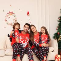 Polyester Parent-child Sleepwear christmas design & loose printed letter red Set