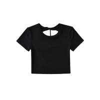 Cotton Slim Women Short Sleeve T-Shirts & hollow patchwork Solid PC