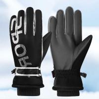 Polyester Waterproof Skiing Gloves hardwearing & fleece & thermal Cotton letter : Pair