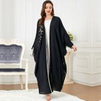 Polyester Soft Middle Eastern Islamic Muslim Dress slimming & loose embroidered Solid black : PC