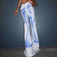 Polyester Women Long Trousers & loose light blue PC