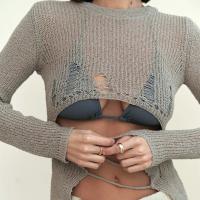 Polyester Slim Women Long Sleeve Blouses & hollow PC