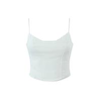 Cotton Slim Camisole midriff-baring patchwork Solid white and black PC