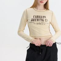 Cotton Slim Women Long Sleeve T-shirt slimming printed PC