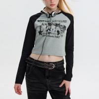 Cotton Women Long Sleeve T-shirt midriff-baring & contrast color PC