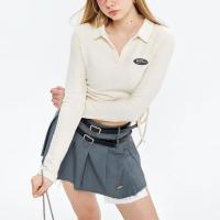 Polyester Drawstring Design & Slim Women Long Sleeve T-shirt slimming PC