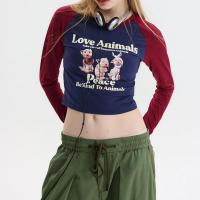 Spandex & Baumwolle Frauen Langarm T-shirt, Gedruckt, mehr Farben zur Auswahl,  Stück