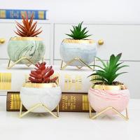 Ceramics Flower Pot four piece & breathable plated Marbling mixed colors Set