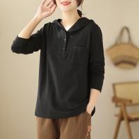 Cotton Women Long Sleeve Blouses thicken & loose Solid :大码2XL PC