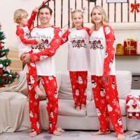 Polyester Parent-child Sleepwear christmas design & loose printed red Set