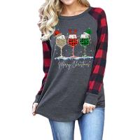 Polyester Women Long Sleeve Blouses christmas design & loose printed PC
