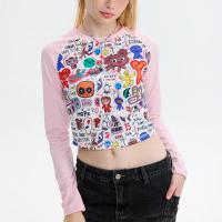 Spandex & Baumwolle Frauen Langarm T-shirt, Gedruckt, mehr Farben zur Auswahl,  Stück