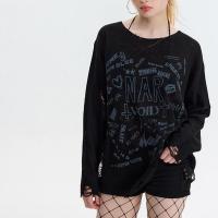 Polyester Ripped Women Sweater with leg sleeves & loose PC
