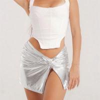 PU Leather Slim Package Hip Skirt Solid silver PC