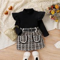 Cotton Girl Clothes Set & two piece Cotton skirt & top black Set