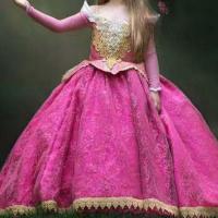 Velour & Cotton Princess Girl One-piece Dress fuchsia PC