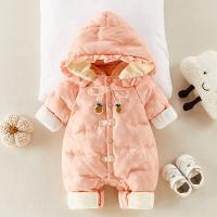 Polyester Baby Jumpsuit thicken & thermal patchwork Solid pink PC