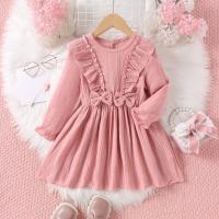 Cotton Girl One-piece Dress Cute Solid pink PC