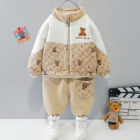 Cotton Boy Clothing Set & two piece & thick fleece & thermal Pants & coat Set