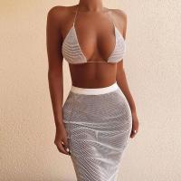 Polyester Lady Sexy Suit two piece & with rhinestone skirt & bra : PC
