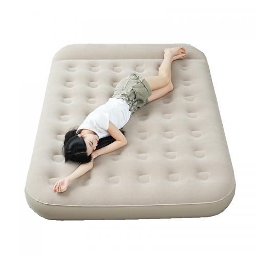 Flocking Fabric dampproof Inflatable Bed Mattress portable Solid khaki PC
