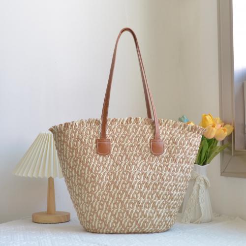 Straw Woven Shoulder Bag large capacity & soft surface PC