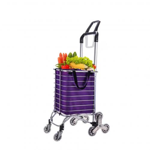 Aluminium Alloy foldable Shopping Trolley durable & portable purple PC