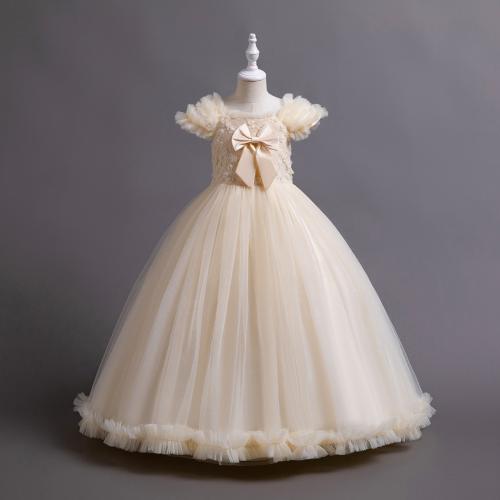 Polyester Ball Gown Girl One-piece Dress Cute bowknot pattern PC