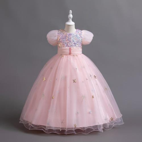 Sequin & Polyester Ball Gown Girl One-piece Dress Cute star pattern PC
