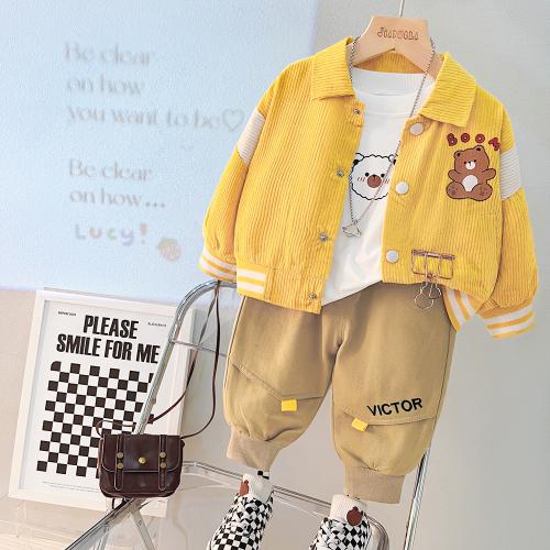 Cotton Boy Clothing Set & three piece Pants & top & coat Set