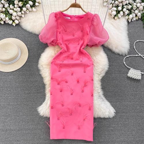 Polyester Sexy Package Hip Dresses slimming Solid PC