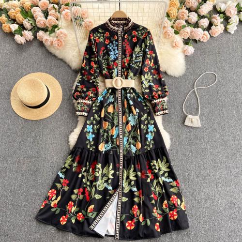 Polyester Waist-controlled One-piece Dress slimming printed : PC