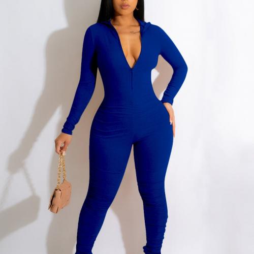 Polyester Long Jumpsuit lift the hip & skinny Solid PC