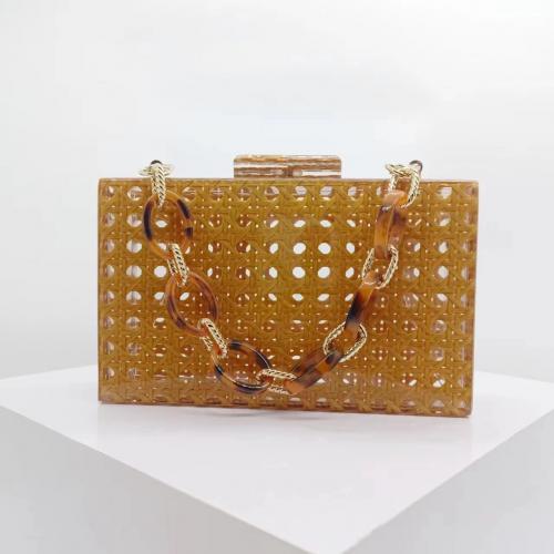 Acrylic Box Bag Clutch Bag durable & hollow yellow PC