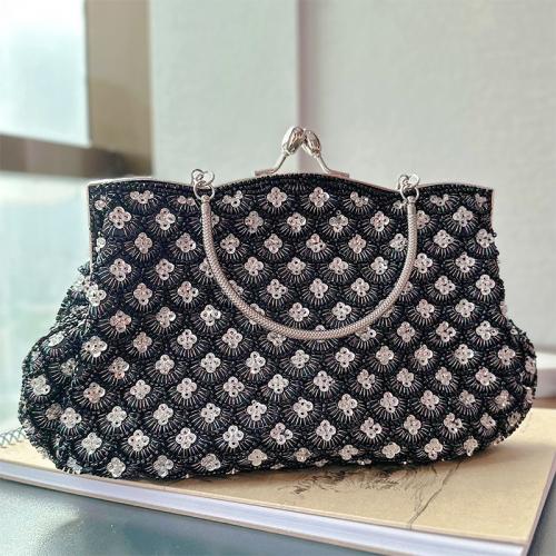 Beaded & Polyester Shell Shape Clutch Bag with chain & durable & hardwearing PC