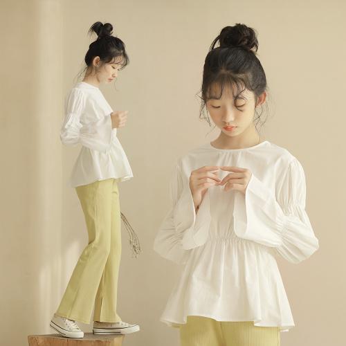 Cotton Girl Top & breathable Cotton Solid white PC