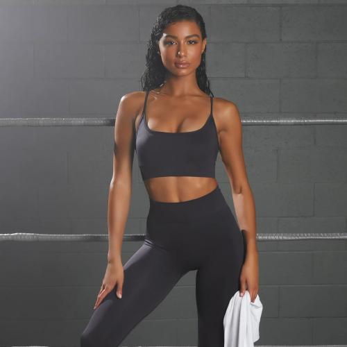 Polyamide & Spandex Women Yoga Clothes Set flexible & sweat absorption & skinny & breathable Long Trousers & Sport Bra Solid PC