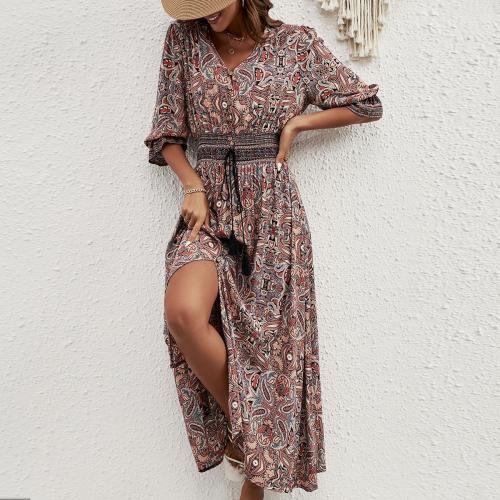Polyester Beach Dress slimming printed PC