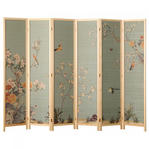Pine & Bamboo foldable Floor Screen for home decoration printed Lot