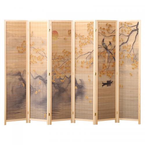 Pine & Bamboo Chips foldable Floor Screen for home decoration printed Lot