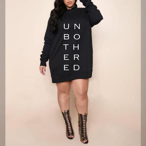 Polyester Plus Size One-piece Dress & loose printed letter PC
