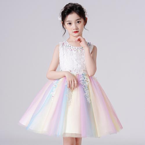 Polyester Princess Girl One-piece Dress  & breathable PC