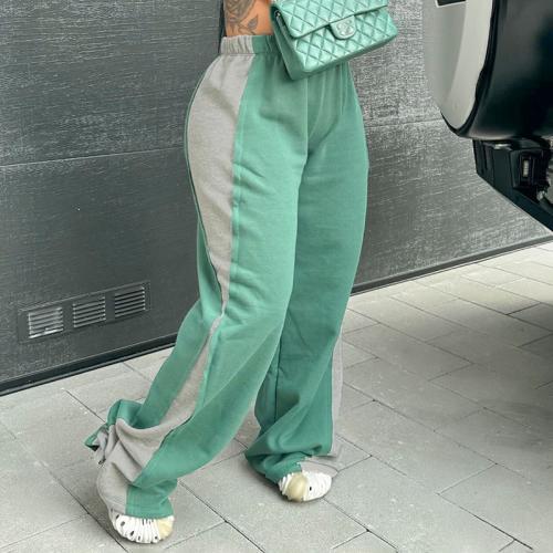 Polyester Women Long Trousers contrast color & loose Solid PC