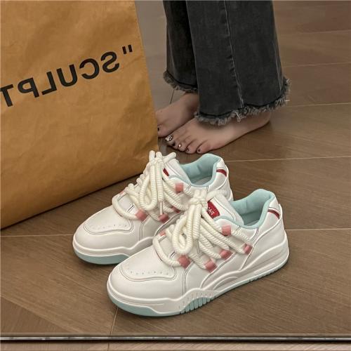 PU Leather front drawstring Women Board Shoes hardwearing Plastic Injection Pair