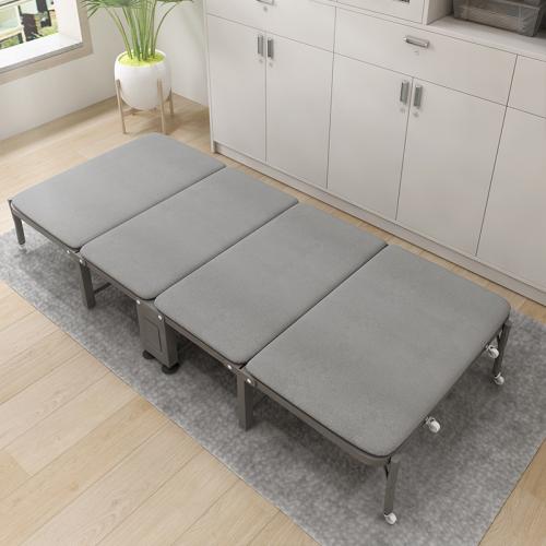 Cotton Linen Foldable Bed Steel Solid gray PC