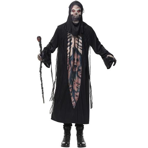 Polyester Mannen Halloween Cosplay Kostuum Afgedrukt schedelpatroon Zwarte : stuk