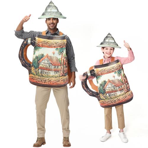 Polyester Parent-Child Costume printed mixed colors : Set