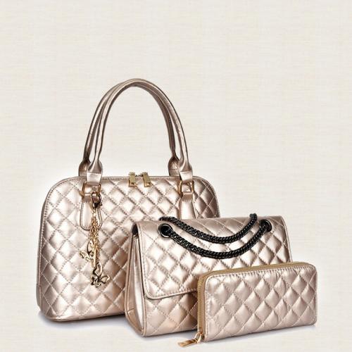PU Leather Bag Suit sewing thread & three piece Polyester Argyle Set