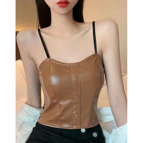 PU Leather Camisole padded Solid : PC