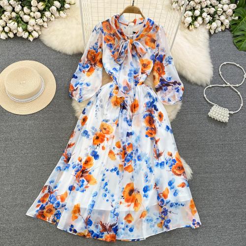 Polyester Waist-controlled One-piece Dress slimming floral PC